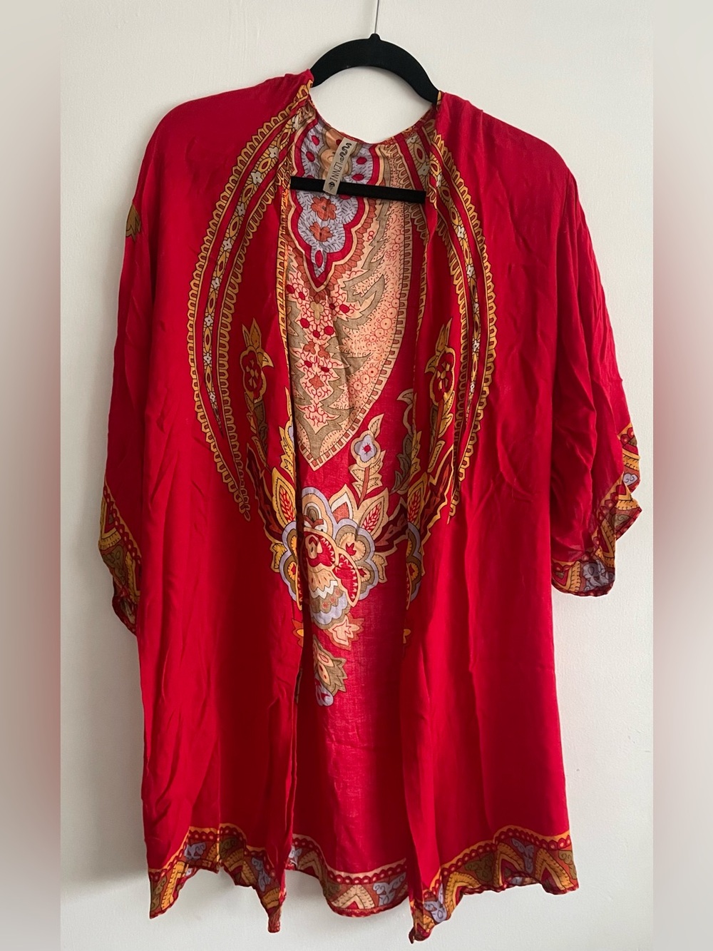 Lenin Red Paisley-Detail Open-Front Women's Cape